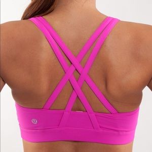 lululemon athletica paris pink energy bra + bag